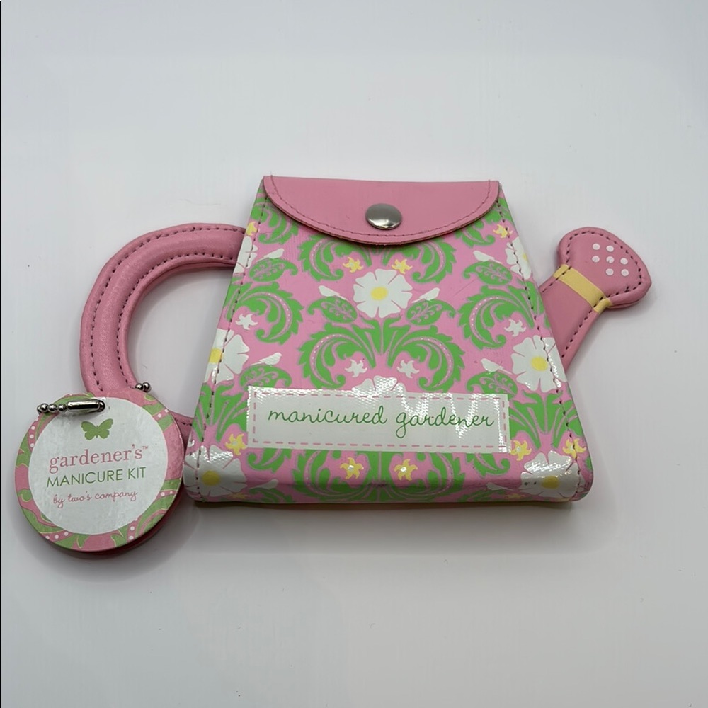 *3 for $15 item* Pink and Green Women's Travel Manicure Set - Garden Themed